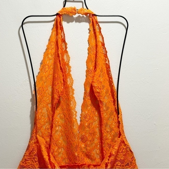 FREDERICKS OF HOLLYWOOD Women’s Plus Orange JESSICA Lace Teddy Deep Plunge Sz 2X - Picture 7 of 9